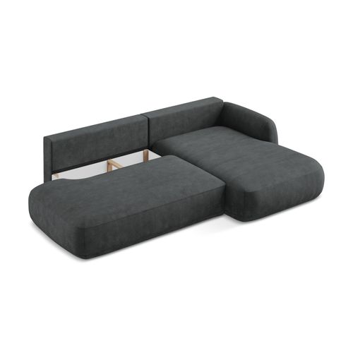 Canapé D'angle Droit Convertible Hale En Tissu Chenille Gris Foncé