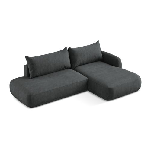 Canapé D'angle Droit Convertible Hale En Tissu Chenille Gris Foncé