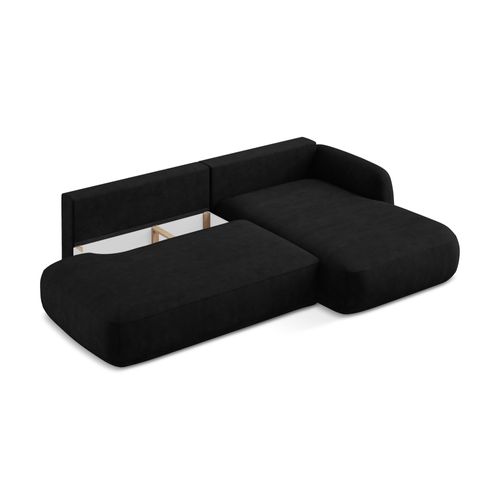 Canapé D'angle Droit Convertible Hale En Tissu Chenille Noir