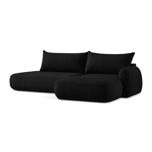 Canapé D'angle Droit Convertible Hale En Tissu Chenille Noir