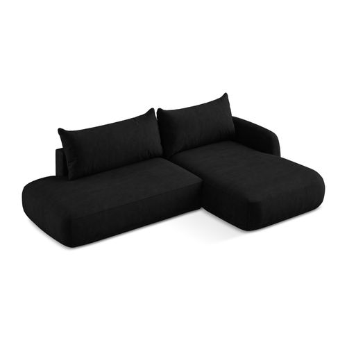 Canapé D'angle Droit Convertible Hale En Tissu Chenille Noir