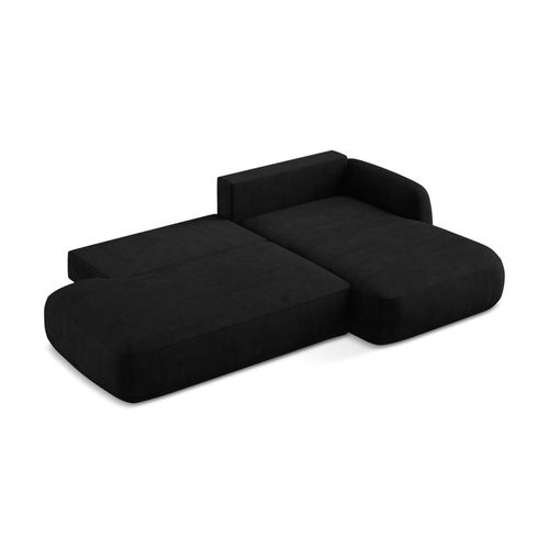 Canapé D'angle Droit Convertible Hale En Tissu Chenille Noir