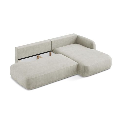 Canapé D'angle Droit Convertible Hale En Tissu Chenille Perle