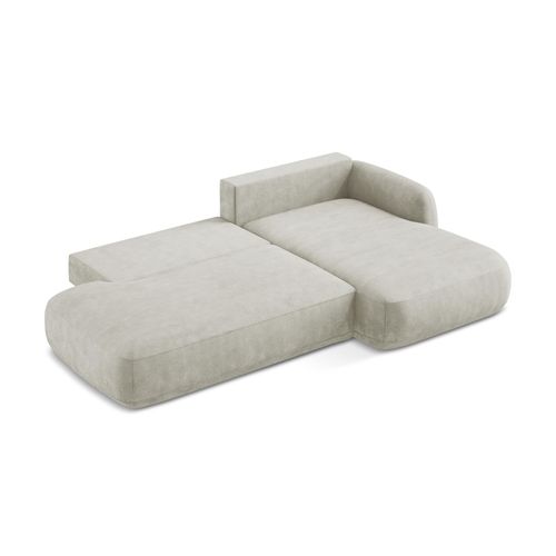 Canapé D'angle Droit Convertible Hale En Tissu Chenille Perle
