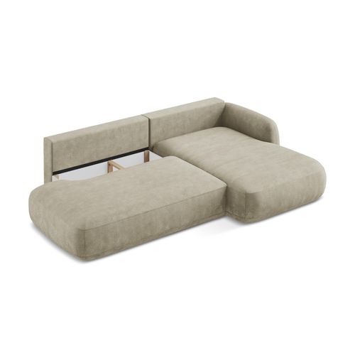 Canapé D'angle Droit Convertible Hale En Tissu Chenille Beige