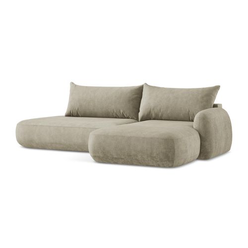 Canapé D'angle Droit Convertible Hale En Tissu Chenille Beige