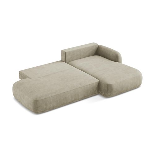 Canapé D'angle Droit Convertible Hale En Tissu Chenille Beige