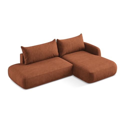 Canapé D'angle Droit Convertible Hale En Tissu Chenille Terre Cuite