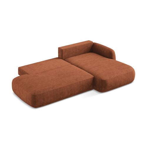 Canapé D'angle Droit Convertible Hale En Tissu Chenille Terre Cuite
