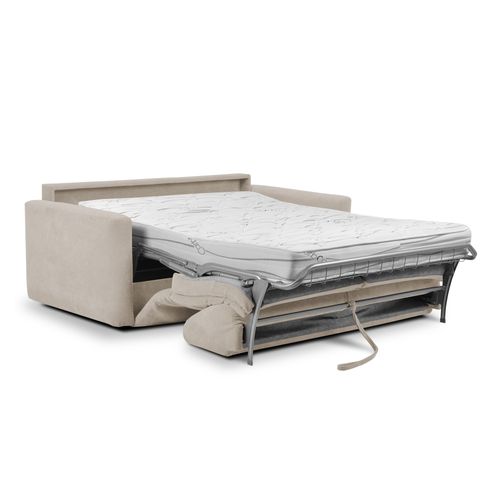 Canapé 3 Places Convertible Holo En Tissu Bouclette Beige Clair