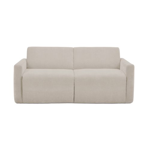 Canapé 3 Places Convertible Holo En Tissu Bouclette Beige Clair