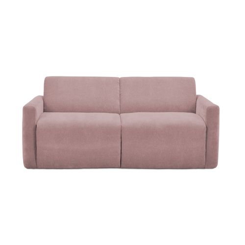 Canapé 3 Places Convertible Holo En Tissu Bouclette Rose Sourd