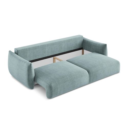 Canapé 3 Places Convertible Leila En Tissu Texturé Jeans