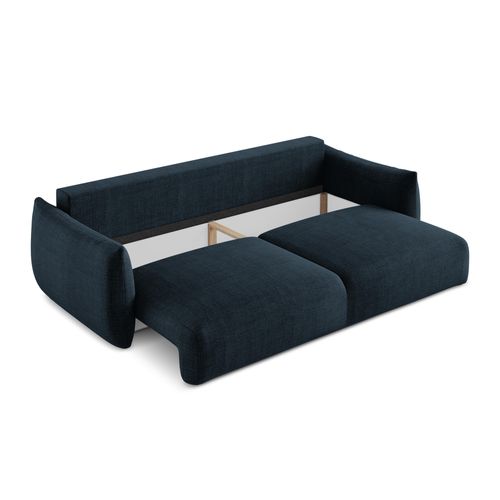 Canapé 3 Places Convertible Leila En Tissu Texturé Bleu Royal