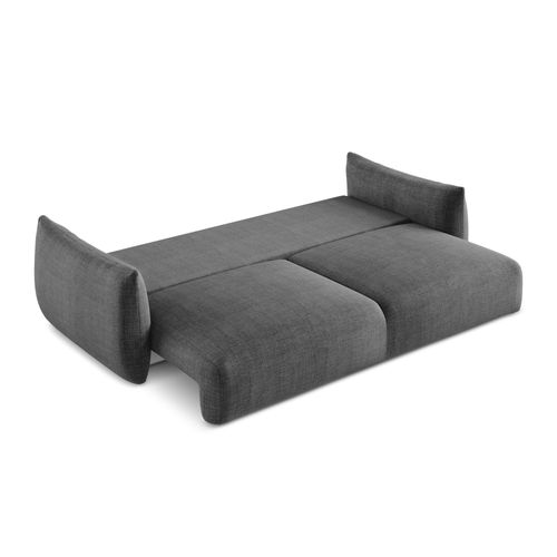 Canapé 3 Places Convertible Leila En Tissu Texturé Gris Foncé
