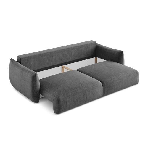 Canapé 3 Places Convertible Leila En Tissu Texturé Gris Foncé