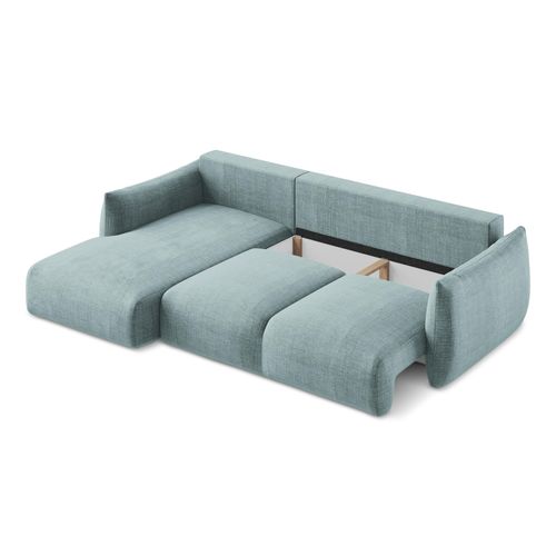 Canapé D’angle 3 Places Gauche Convertible Leila En Tissu Texturé Jeans