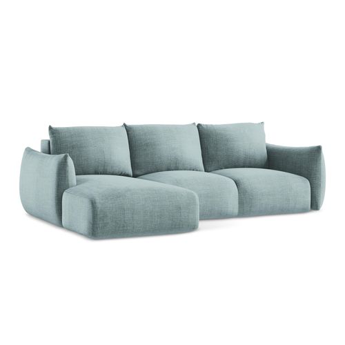 Canapé D’angle 3 Places Gauche Convertible Leila En Tissu Texturé Jeans