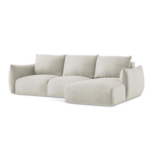 Canapé D'angle Droit Convertible Leila En Tissu Texturé Beige Clair