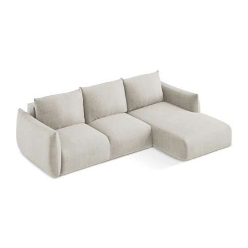 Canapé D'angle Droit Convertible Leila En Tissu Texturé Beige Clair