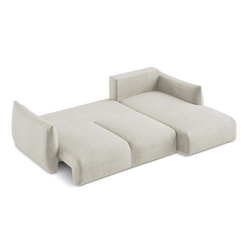 Canapé D'angle Droit Convertible Leila En Tissu Texturé Beige Clair