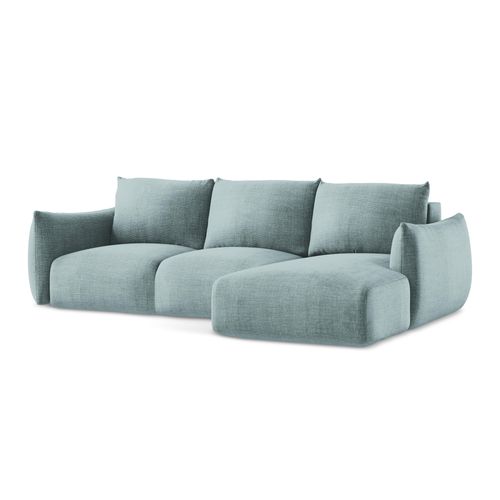 Canapé D'angle Droit Convertible Leila En Tissu Texturé Jeans