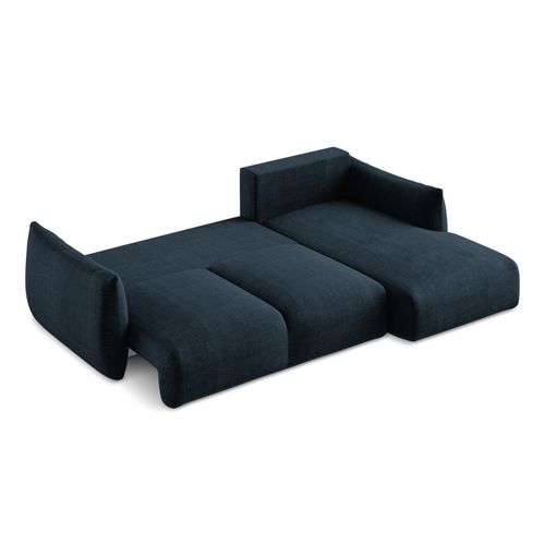 Canapé D'angle Droit Convertible Leila En Tissu Texturé Bleu Royal