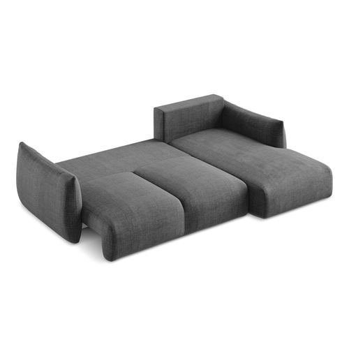 Canapé D'angle Droit Convertible Leila En Tissu Texturé Gris Foncé