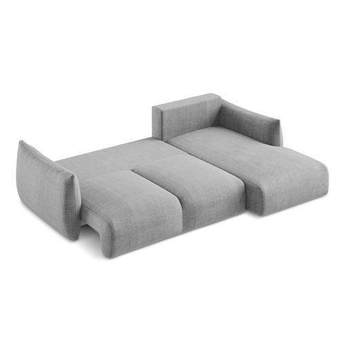 Canapé D'angle Droit Convertible Leila En Tissu Texturé Gris Clair