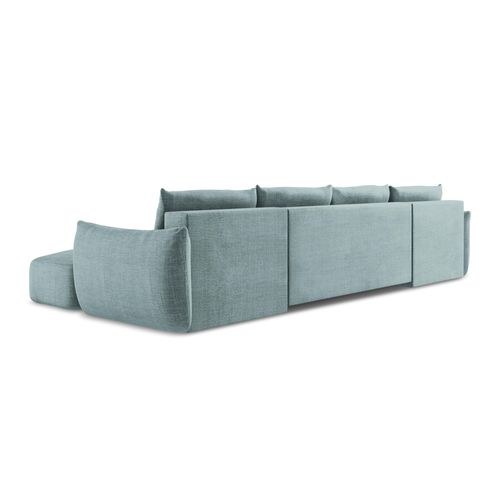 Canapé Panoramique 4 Places Convertible Leila En Tissu Texturé Jeans