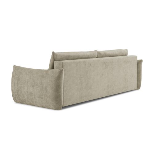 Canapé 3 Places Convertible Leila En Tissu Chenille Beige