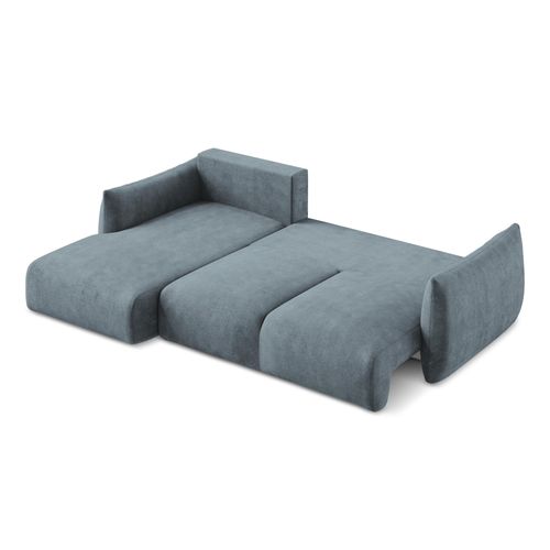 Canapé D’angle 3 Places Gauche Convertible Leila En Tissu Chenille Jeans