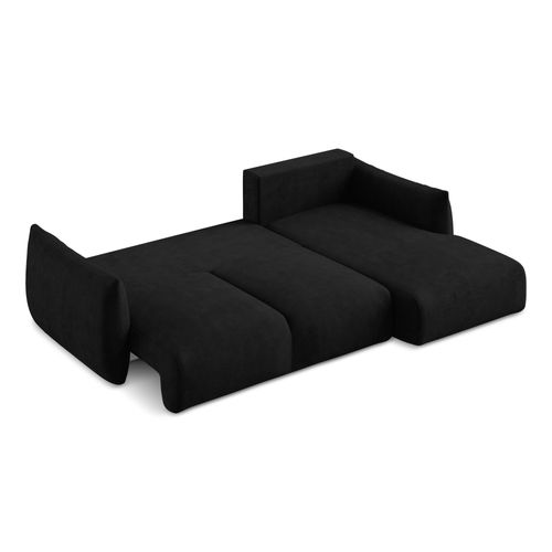 Canapé D'angle Droit Convertible Leila En Tissu Chenille Noir