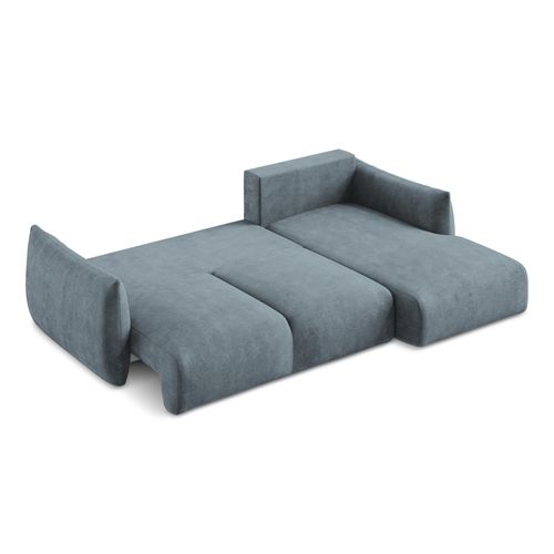 Canapé D'angle Droit Convertible Leila En Tissu Chenille Jeans