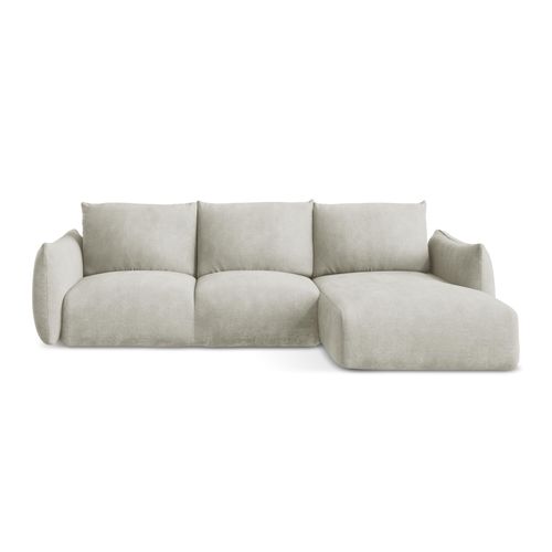 Canapé D'angle Droit Convertible Leila En Tissu Chenille Perle