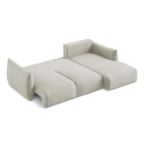 Canapé D'angle Droit Convertible Leila En Tissu Chenille Perle