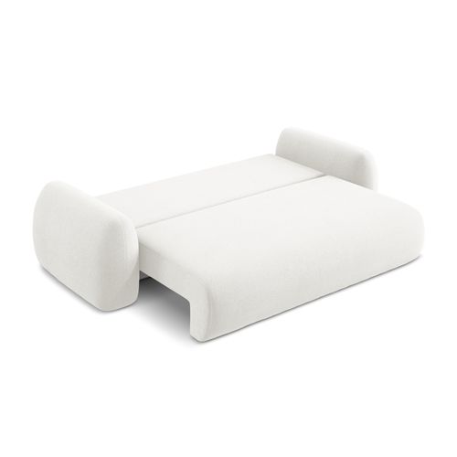 Canapé 3 Places Convertible Lohi En Tissu Bouclette Blanc