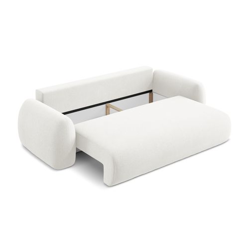 Canapé 3 Places Convertible Lohi En Tissu Bouclette Blanc