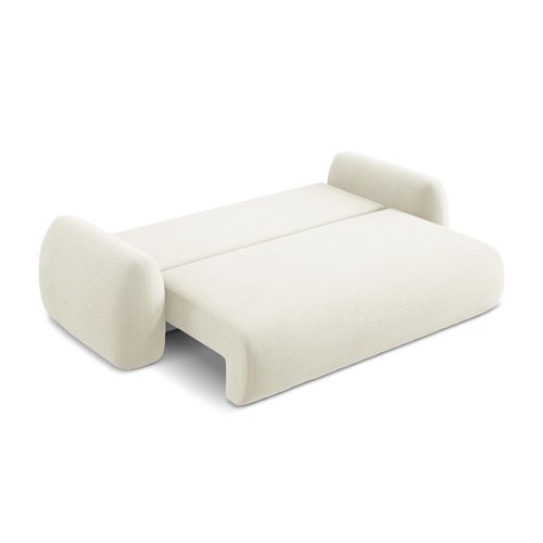 Canapé 3 Places Convertible Lohi En Tissu Bouclette Beige Clair