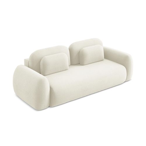 Canapé 3 Places Convertible Lohi En Tissu Bouclette Beige Clair