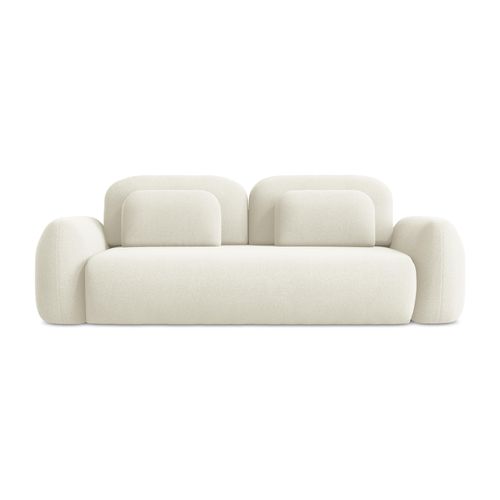 Canapé 3 Places Convertible Lohi En Tissu Bouclette Beige Clair