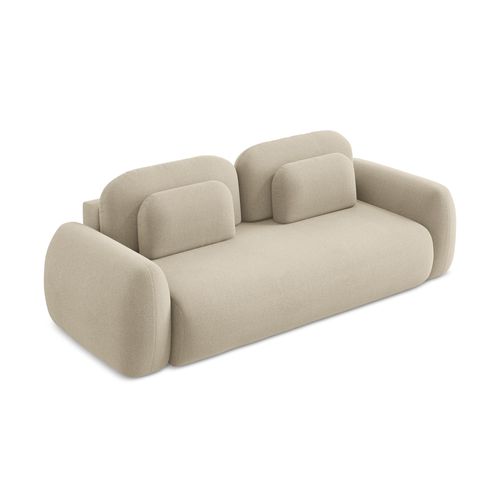 Canapé 3 Places Convertible Lohi En Tissu Bouclette Beige Foncé