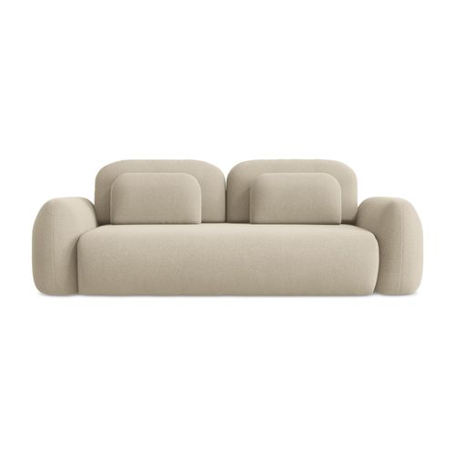 Canapé 3 Places Convertible Lohi En Tissu Bouclette Beige Foncé
