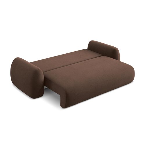 Canapé 3 Places Convertible Lohi En Tissu Bouclette Taupe