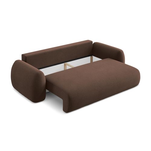 Canapé 3 Places Convertible Lohi En Tissu Bouclette Taupe