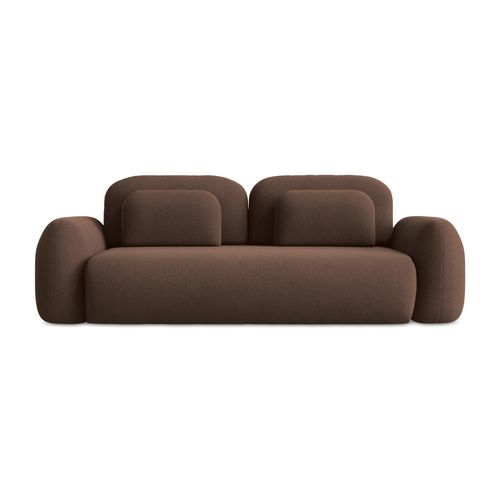 Canapé 3 Places Convertible Lohi En Tissu Bouclette Taupe