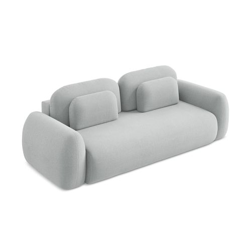 Canapé 3 Places Convertible Lohi En Tissu Bouclette Gris Clair