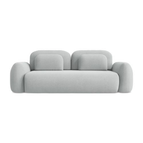Canapé 3 Places Convertible Lohi En Tissu Bouclette Gris Clair