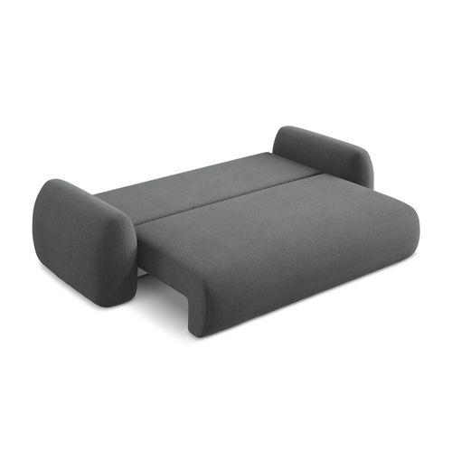 Canapé 3 Places Convertible Lohi En Tissu Bouclette Gris Foncé