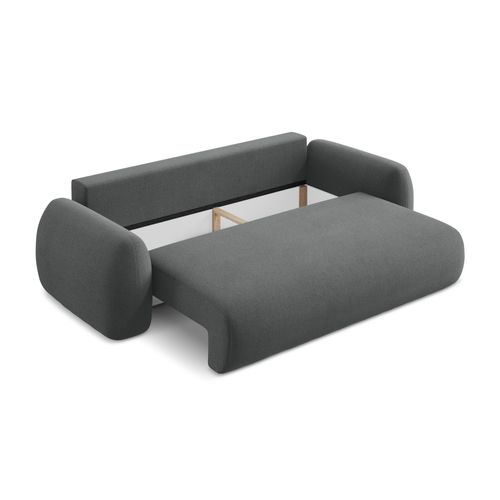 Canapé 3 Places Convertible Lohi En Tissu Bouclette Gris Foncé